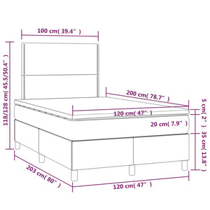 Κρεβάτι Boxspring με Στρώμα & LED Καφέ 120x200 εκ. Συνθ. Δέρμα