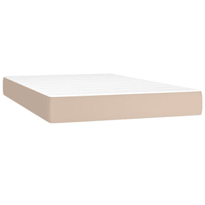 Κρεβάτι Boxspring Στρώμα&LED Καπουτσίνο 120x200 εκ. Συνθ. Δέρμα - Pakobazaar