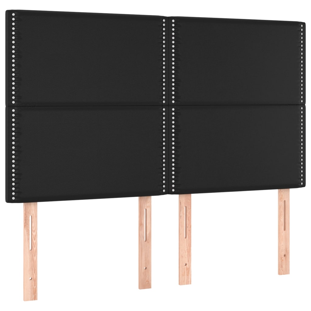 Κρεβάτι Boxspring με Στρώμα & LED Μαύρο 140x190 εκ. Συνθ. Δέρμα