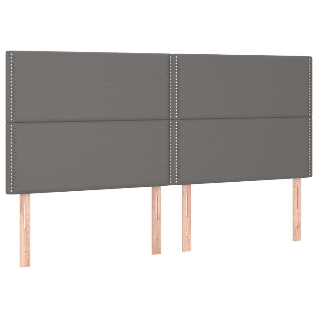 Κρεβάτι Boxspring με Στρώμα & LED Γκρι 160x200 εκ. Συνθ. Δέρμα
