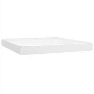 Κρεβάτι Boxspring με Στρώμα & LED Λευκό 180x200 εκ. Συνθ. Δέρμα