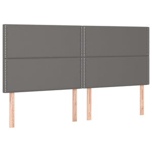 Κρεβάτι Boxspring με Στρώμα & LED Γκρι 180x200 εκ. Συνθ. Δέρμα
