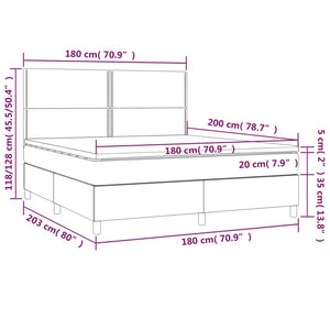 Κρεβάτι Boxspring Στρώμα&LED Καπουτσίνο 180x200 εκ. Συνθ. Δέρμα