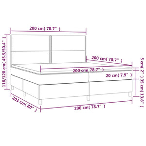 Κρεβάτι Boxspring με Στρώμα & LED Μαύρο 200x200 εκ. Συνθ. Δέρμα - Pakobazaar