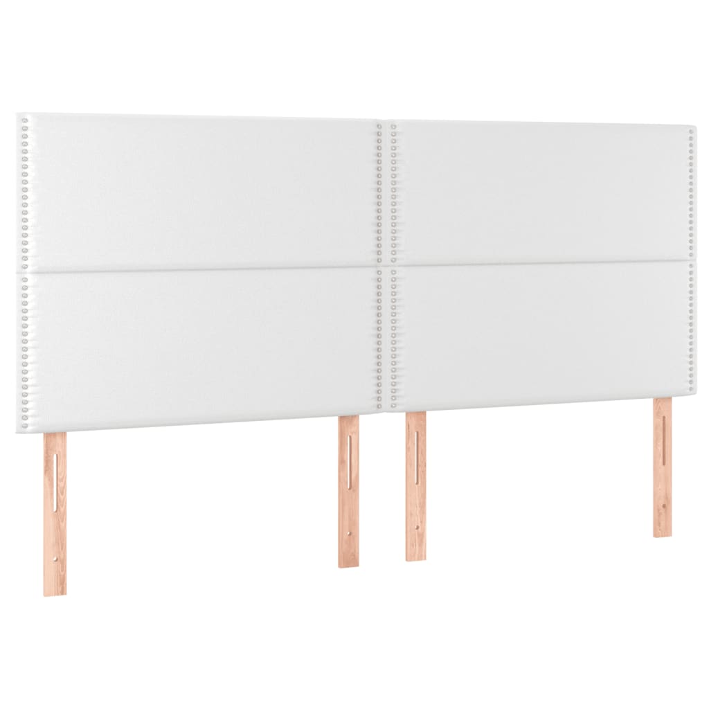 Κρεβάτι Boxspring με Στρώμα & LED Λευκό 200x200 εκ. Συνθ. Δέρμα