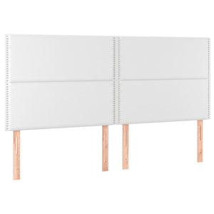 Κρεβάτι Boxspring με Στρώμα & LED Λευκό 200x200 εκ. Συνθ. Δέρμα