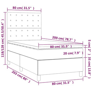 Κρεβάτι Boxspring με Στρώμα & LED Μαύρο 80x200 εκ. Συνθ. Δέρμα