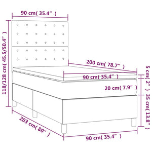 Κρεβάτι Boxspring με Στρώμα & LED Κρεμ 90x200 εκ. Συνθ. Δέρμα - Pakobazaar