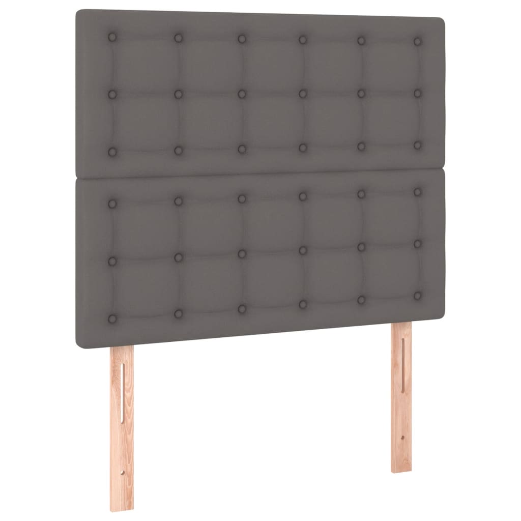 Κρεβάτι Boxspring με Στρώμα & LED Γκρι 90x200 εκ. Συνθ. Δέρμα