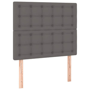 Κρεβάτι Boxspring με Στρώμα & LED Γκρι 90x200 εκ. Συνθ. Δέρμα