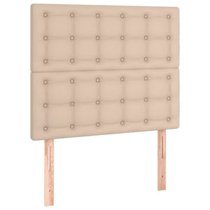 Κρεβάτι Boxspring Στρώμα&LED Καπουτσίνο 100x200 εκ. Συνθ. Δέρμα - Pakobazaar