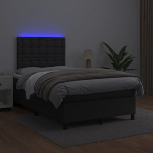 Κρεβάτι Boxspring με Στρώμα & LED Μαύρο 120x200 εκ. Συνθ. Δέρμα
