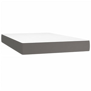 Κρεβάτι Boxspring με Στρώμα & LED Γκρι 120x200 εκ. Συνθ. Δέρμα