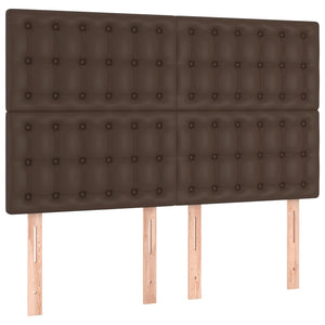 Κρεβάτι Boxspring με Στρώμα & LED Καφέ 140x190 εκ. Συνθ. Δέρμα
