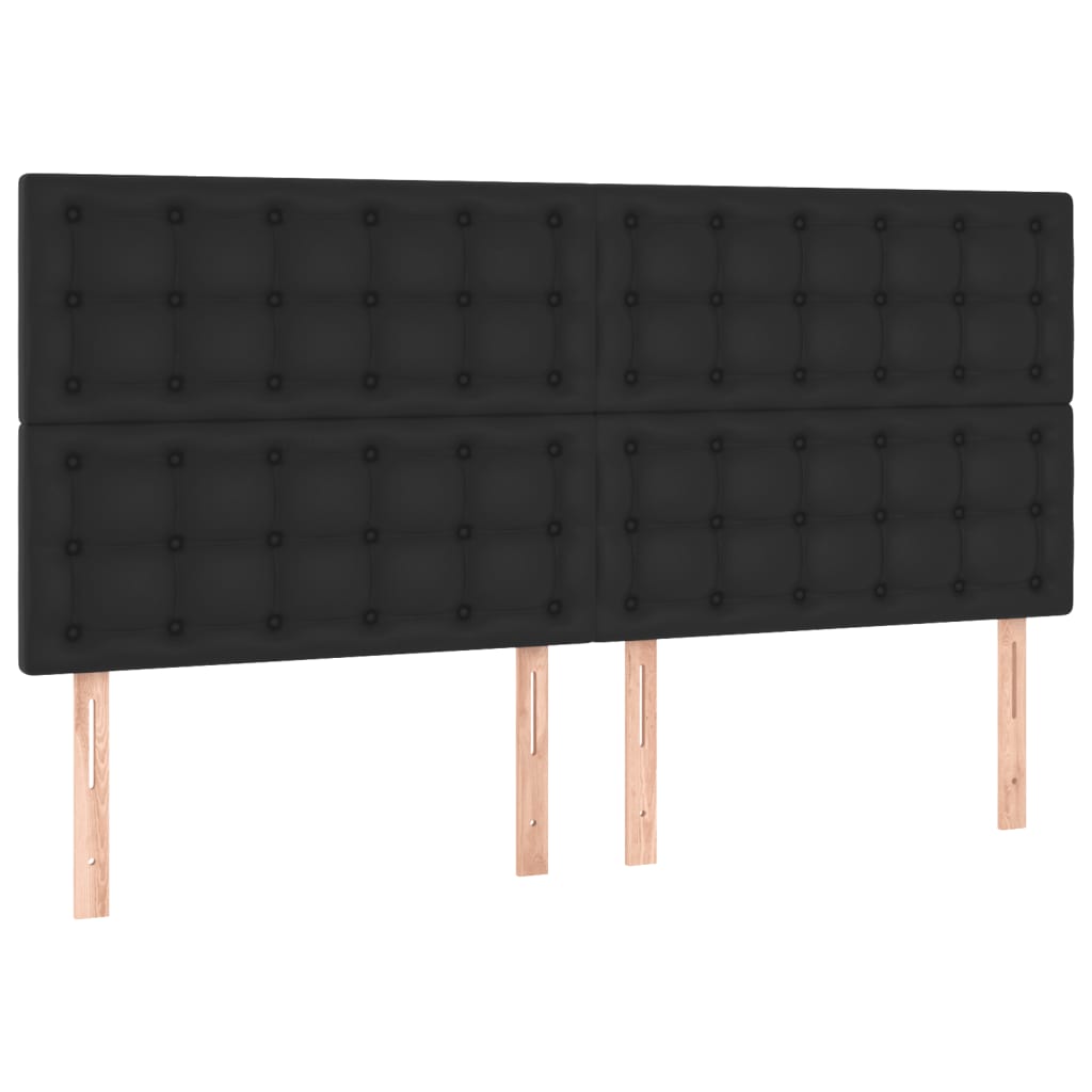 Κρεβάτι Boxspring με Στρώμα & LED Μαύρο 180x200 εκ. Συνθ. Δέρμα