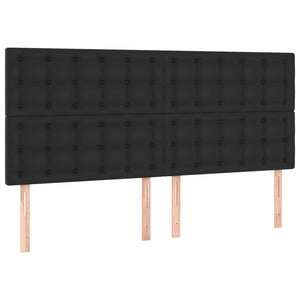 Κρεβάτι Boxspring με Στρώμα & LED Μαύρο 180x200 εκ. Συνθ. Δέρμα