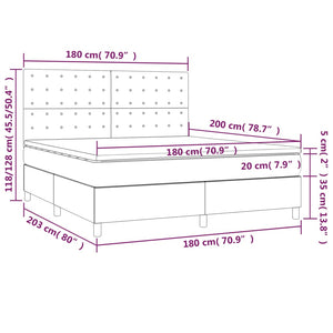Κρεβάτι Boxspring Στρώμα&LED Καπουτσίνο 180x200 εκ. Συνθ. Δέρμα