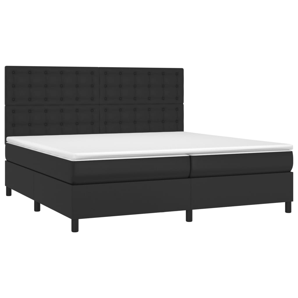 Κρεβάτι Boxspring με Στρώμα & LED Μαύρο 200x200 εκ. Συνθ. Δέρμα - Pakobazaar