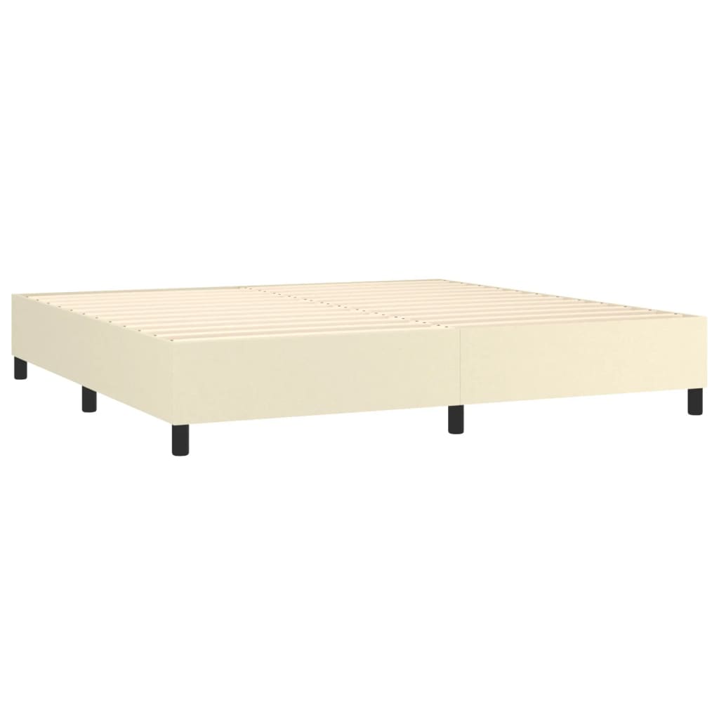 Κρεβάτι Boxspring με Στρώμα & LED Κρεμ 200x200 εκ. Συνθ. Δέρμα - Pakobazaar
