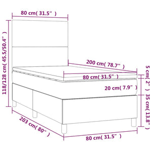 Κρεβάτι Boxspring με Στρώμα & LED Σκ. Μπλε 80x200 εκ. Βελούδινο - Pakobazaar
