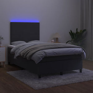 Κρεβάτι Boxspring με Στρώμα & LED Μαύρο 120x200 εκ. Βελούδινο