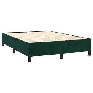 Κρεβάτι Boxspring με Στρώμα & LED Σκ. Πράσινο 140x190εκ Βελούδο