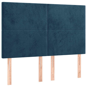 Κρεβάτι Boxspring με Στρώμα & LED Σκ. Μπλε 140x190εκ. Βελούδινο