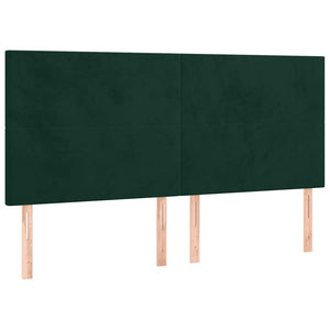 Κρεβάτι Boxspring με Στρώμα & LED Σκ. Πράσινο 160x200εκ Βελούδο