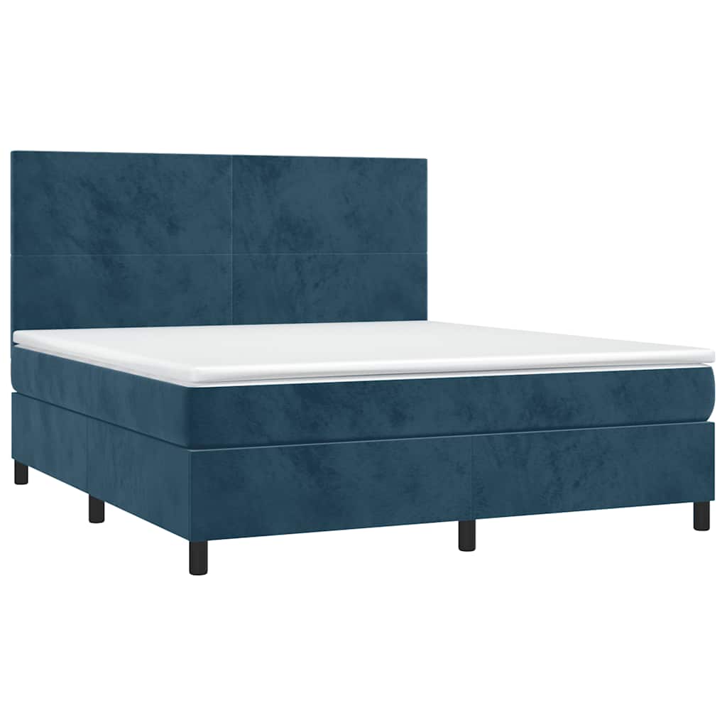 Κρεβάτι Boxspring με Στρώμα & LED Σκ. Μπλε 160x200εκ. Βελούδινο - Pakobazaar