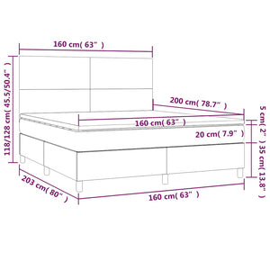 Κρεβάτι Boxspring με Στρώμα & LED Σκ. Μπλε 160x200εκ. Βελούδινο - Pakobazaar