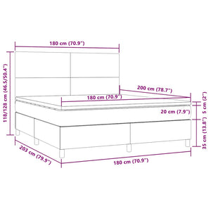 Κρεβάτι Boxspring με Στρώμα & LED Σκ. Πράσινο 180x200εκ Βελούδο