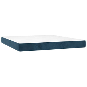 Κρεβάτι Boxspring με Στρώμα & LED Σκ. Μπλε 180x200εκ. Βελούδινο
