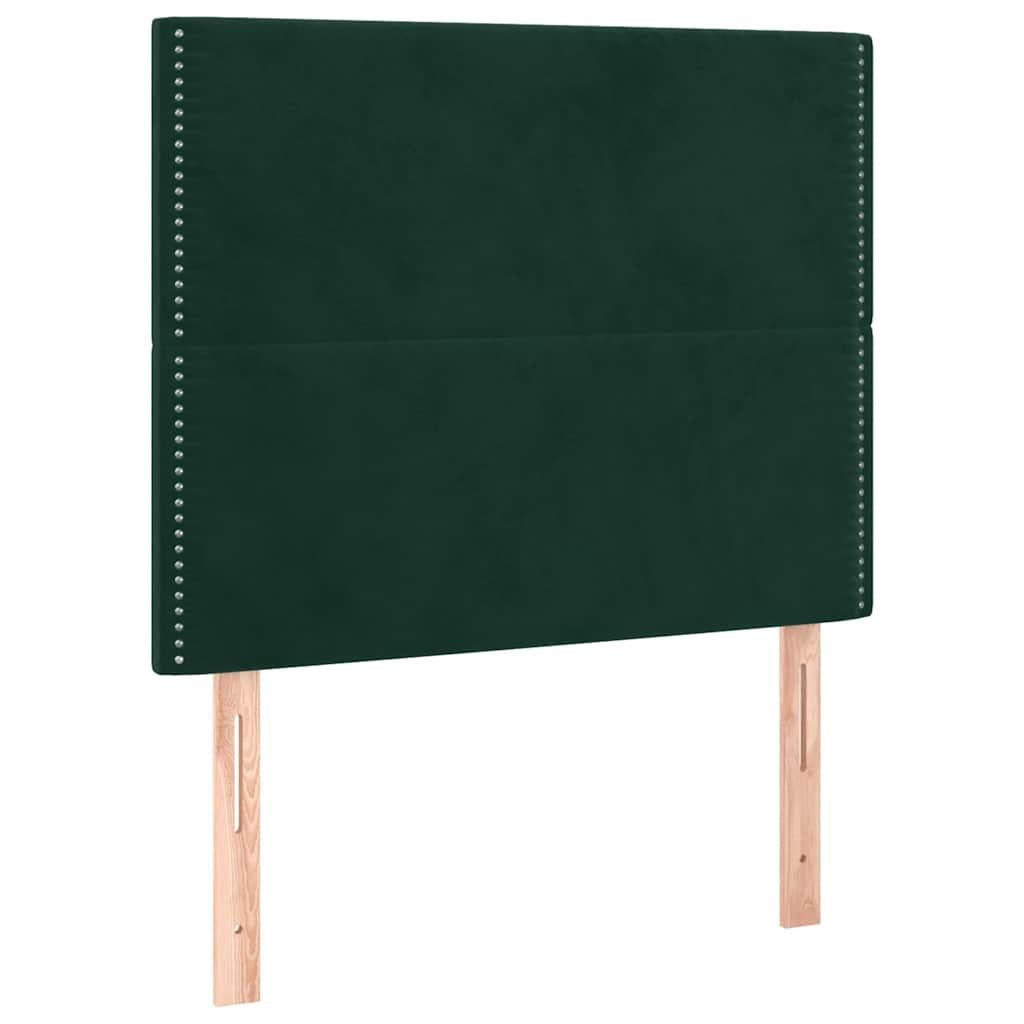 Κρεβάτι Boxspring με Στρώμα & LED Σκ. Πράσινο 90x190 εκ Βελούδο