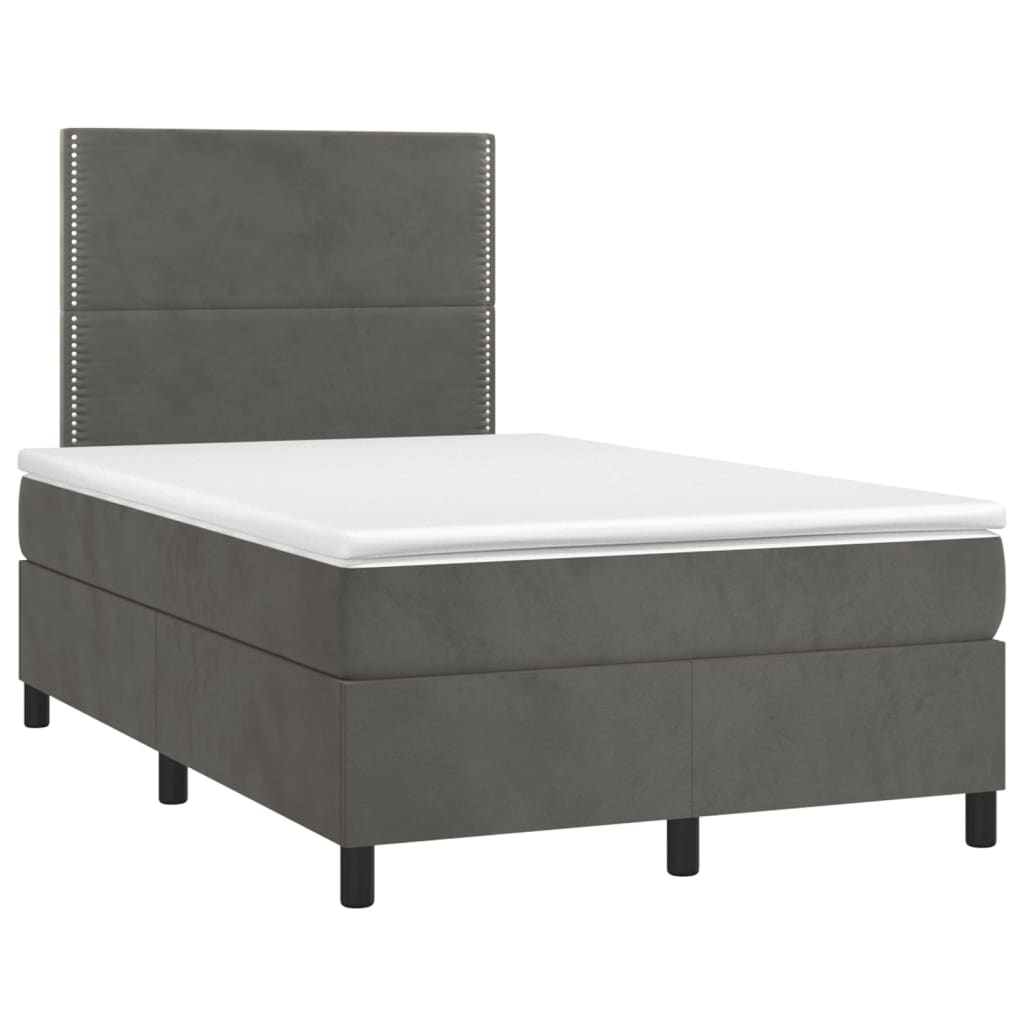 Κρεβάτι Boxspring με Στρώμα & LED Σκ. Γκρι 120x200εκ. Βελούδινο - Pakobazaar