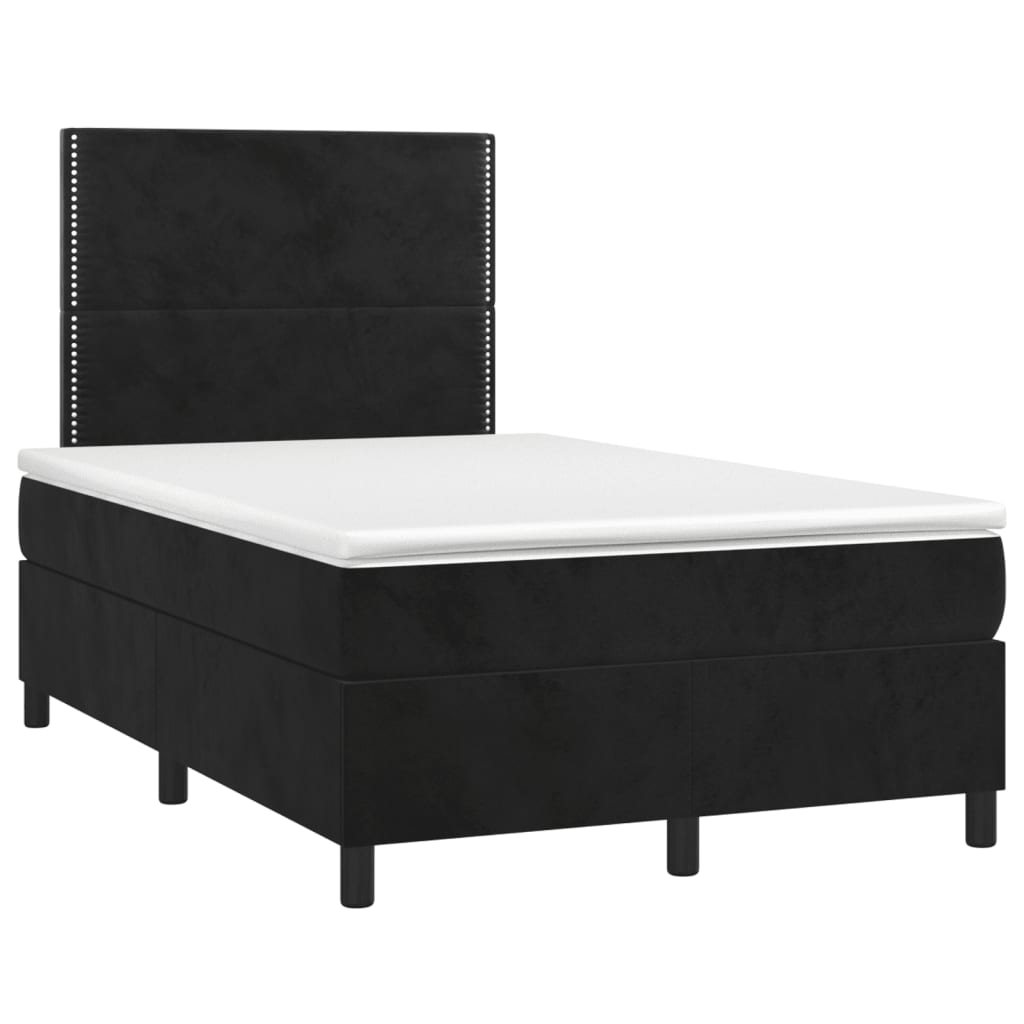Κρεβάτι Boxspring με Στρώμα & LED Μαύρο 120x200 εκ. Βελούδινο