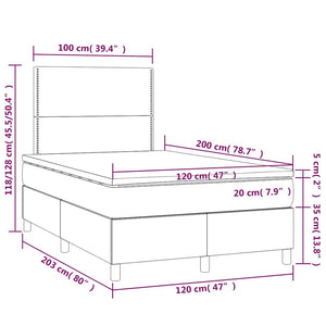 Κρεβάτι Boxspring με Στρώμα & LED Σκ. Μπλε 120x200εκ. Βελούδινο