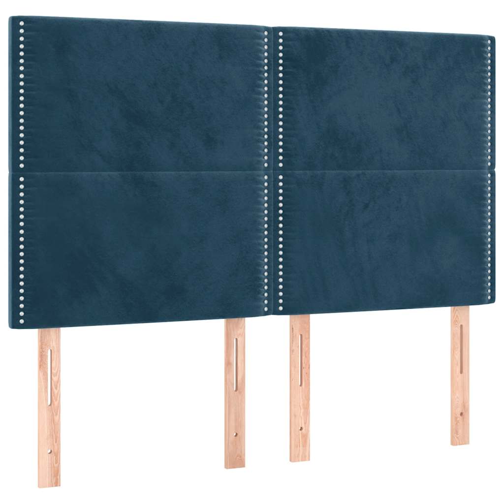 Κρεβάτι Boxspring με Στρώμα & LED Σκ. Μπλε 140x190εκ. Βελούδινο