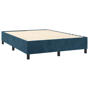 Κρεβάτι Boxspring με Στρώμα & LED Σκ. Μπλε 140x200εκ. Βελούδινο