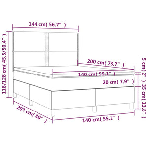 Κρεβάτι Boxspring με Στρώμα & LED Ροζ 140x200 εκ. Βελούδινο