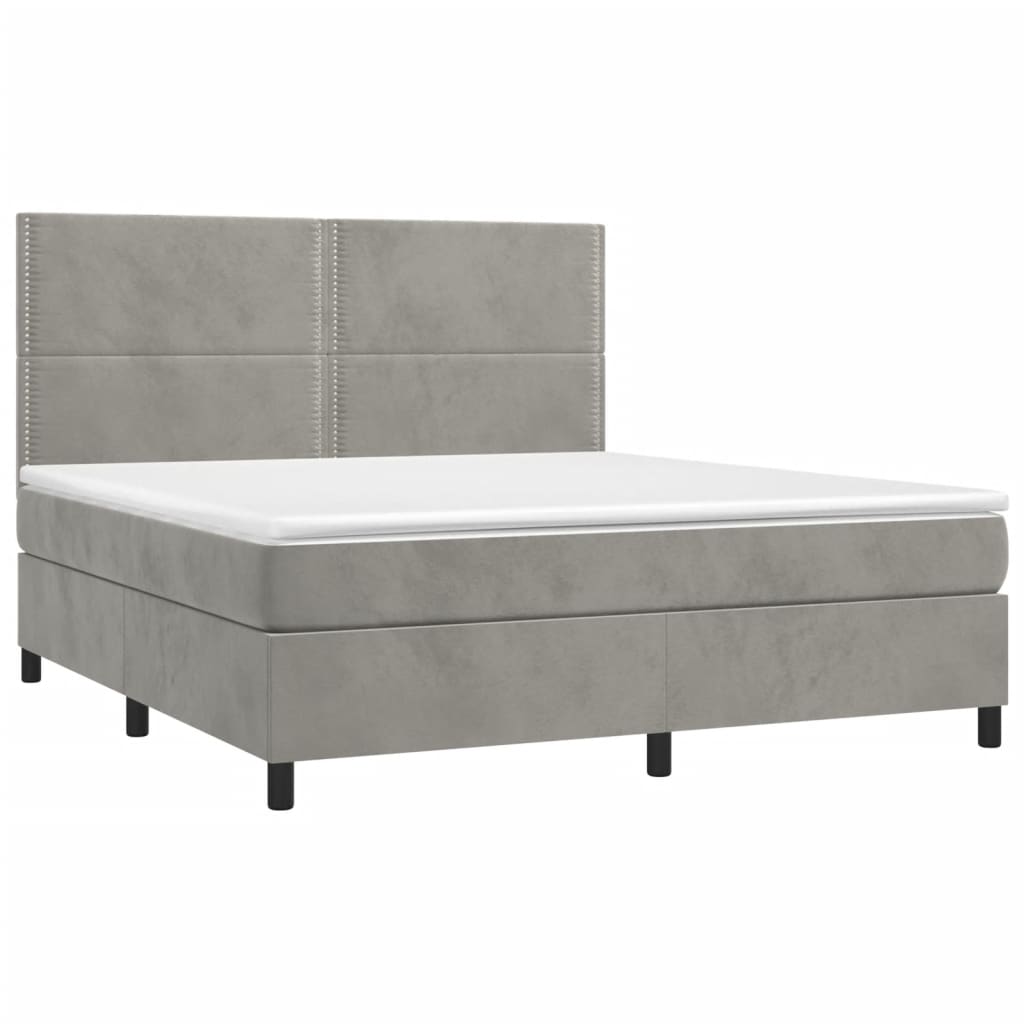 Κρεβάτι Boxspring με Στρώμα & LED Αν.Γκρι 160x200 εκ. Βελούδινο