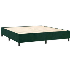 Κρεβάτι Boxspring με Στρώμα & LED Σκ. Πράσινο 180x200εκ Βελούδο