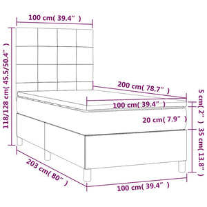 Κρεβάτι Boxspring με Στρώμα & LED Σκ. Πράσινο 100x200εκ Βελούδο