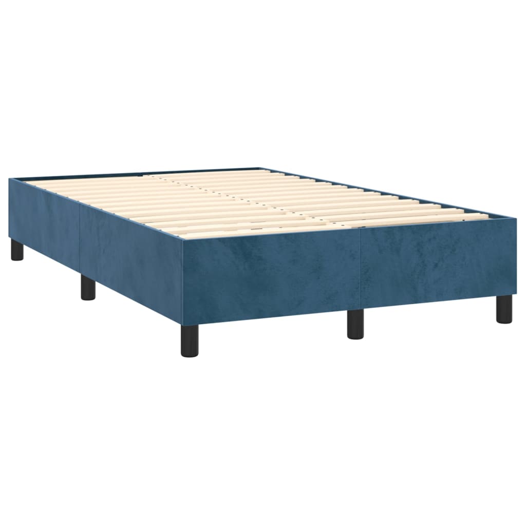 Κρεβάτι Boxspring με Στρώμα & LED Σκ. Μπλε 120x200εκ. Βελούδινο