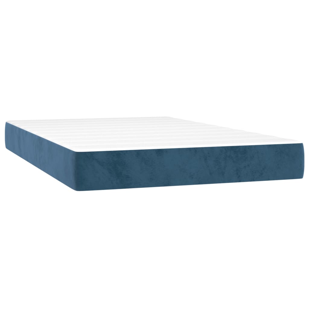 Κρεβάτι Boxspring με Στρώμα & LED Σκ. Μπλε 120x200εκ. Βελούδινο