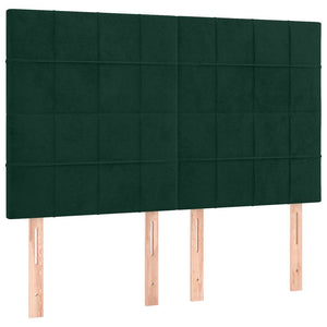 Κρεβάτι Boxspring με Στρώμα & LED Σκ. Πράσινο 140x200εκ Βελούδο