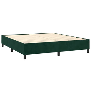 Κρεβάτι Boxspring με Στρώμα & LED Σκ. Πράσινο 160x200εκ Βελούδο