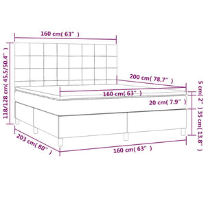 Κρεβάτι Boxspring με Στρώμα & LED Σκ. Πράσινο 160x200εκ Βελούδο