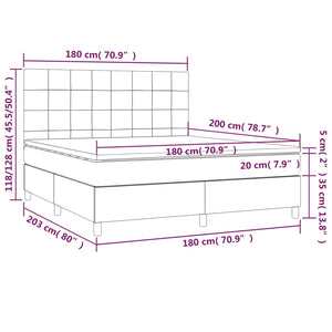 Κρεβάτι Boxspring με Στρώμα & LED Μαύρο 180x200 εκ. Βελούδινο