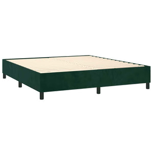Κρεβάτι Boxspring με Στρώμα & LED Σκ. Πράσινο 180x200εκ Βελούδο