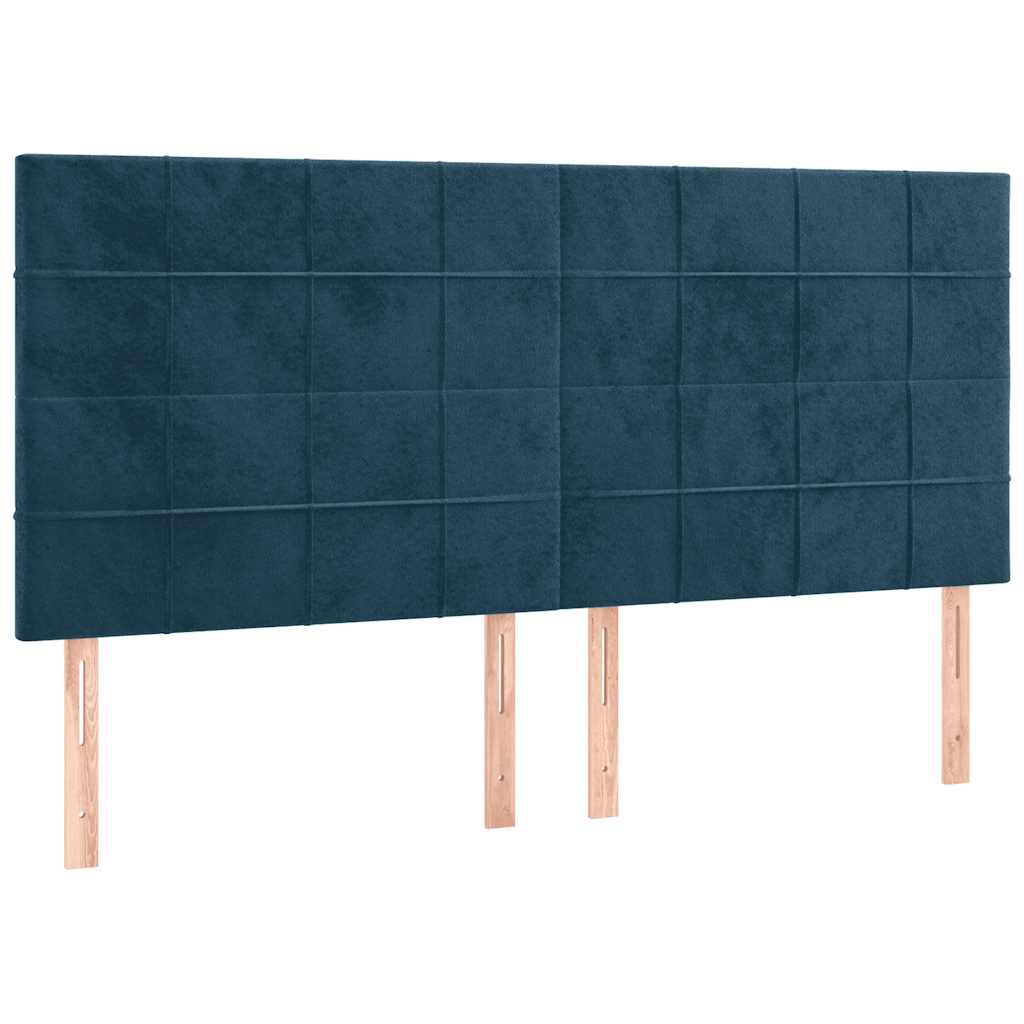 Κρεβάτι Boxspring με Στρώμα & LED Σκ. Μπλε 180x200εκ. Βελούδινο